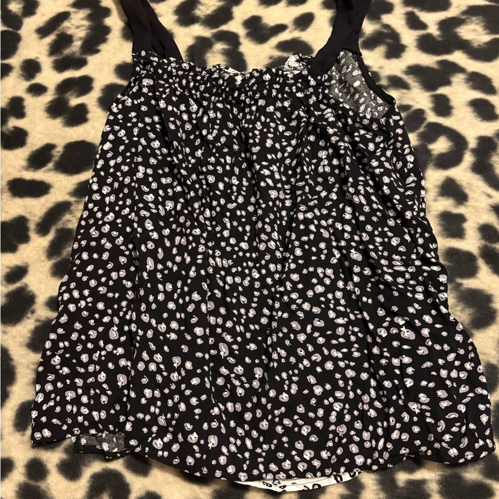 Simply Vera Vera Wang Black and White Animal Print Bow Flowy Tank - Picture 2 of 2